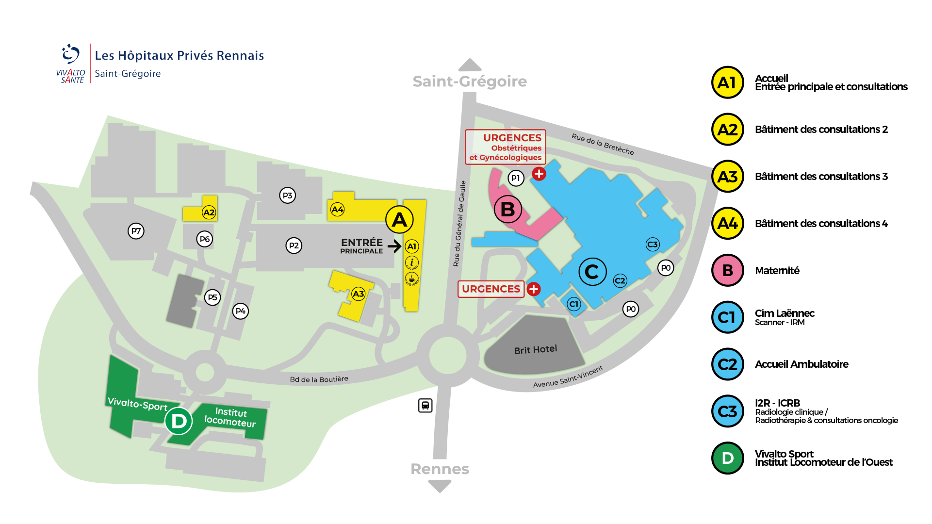 Le plan des Hôpitaux Privés Rennais Saint-Grégoire - Les Hôpitaux Privés  Rennais - Saint-Grégoire